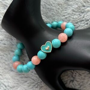 Turquoise & Jade Heart Bracelet